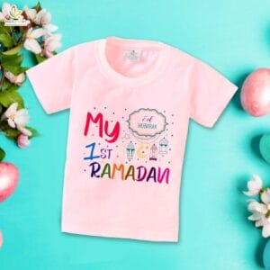 Eid T-shirt for Kids Unisex Ramadan Topwear Outfit Printed Half Sleeve Unisex Tshirt for Boy n Girl