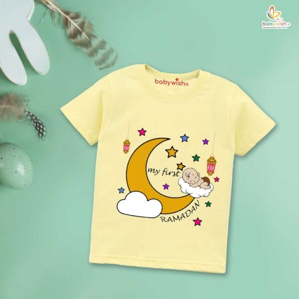 Eid T-shirt for Kids Unisex Ramadan Topwear Outfit Printed Half Sleeve Unisex Tshirt for Boy n Girl - Image 4