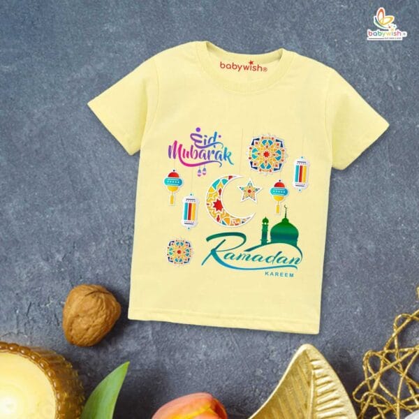 Eid T-shirt for Kids Unisex Ramadan Topwear Outfit Printed Half Sleeve Unisex Tshirt for Boy n Girl - Image 4