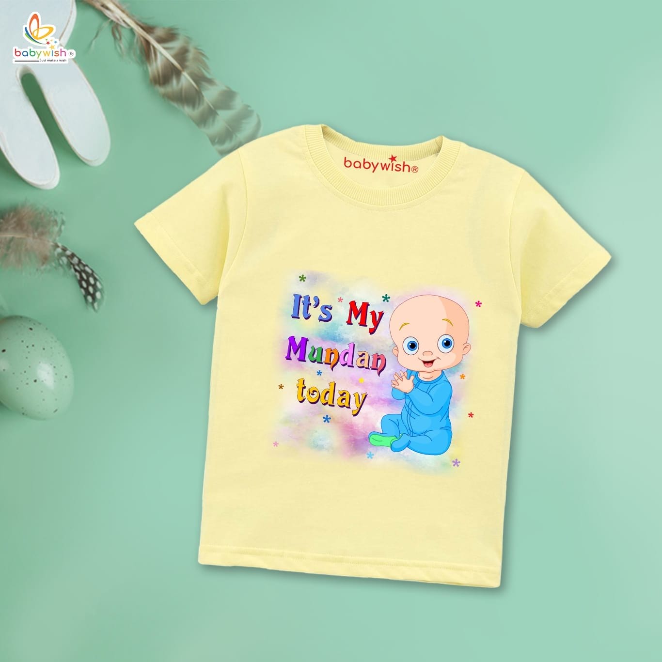 First Mundan ceremony T-shirt for Kids Clothes Unisex occasion mundan Topwear Outfit Half Sleeve for Boy n Girl | It's My Mundan Today |
