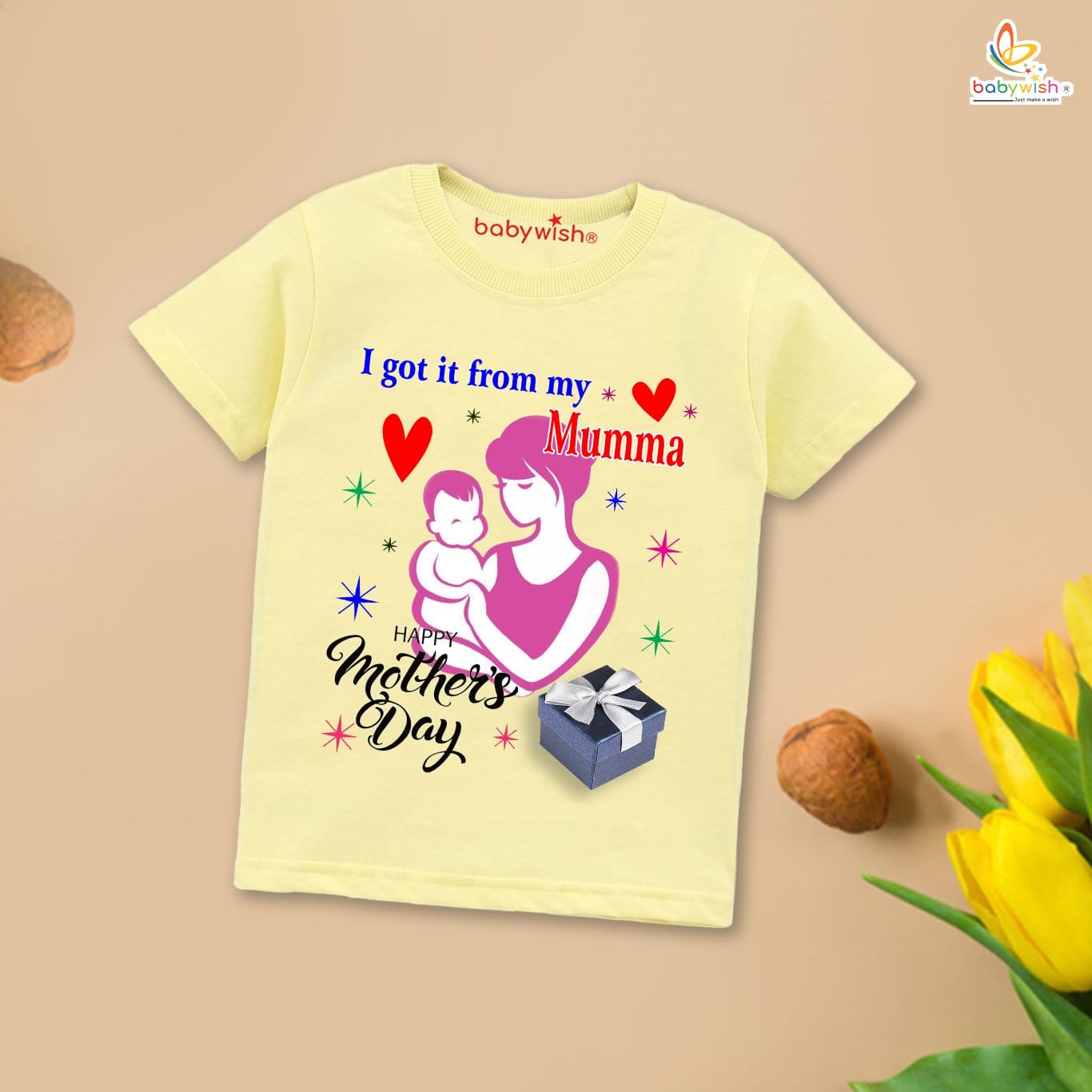 Mother's Day Special T-Shirt for Boy’s and Girl’s Half Sleeve Topwear for Unisex Kids
