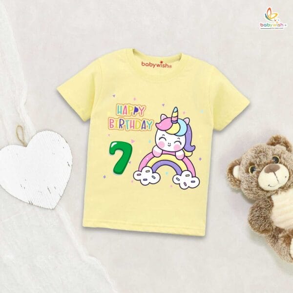 Seven Year Birthday Unisex T-Shirt Half Sleeve Round Neck Topwear tee for kids - Image 4