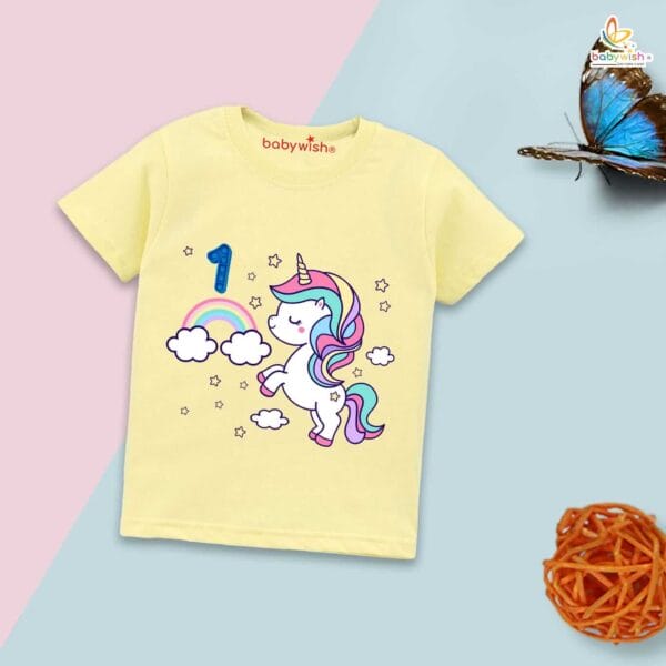 One Year Birthday Unisex T-Shirt Half Sleeve Round Neck Topwear tee for kids - Image 4