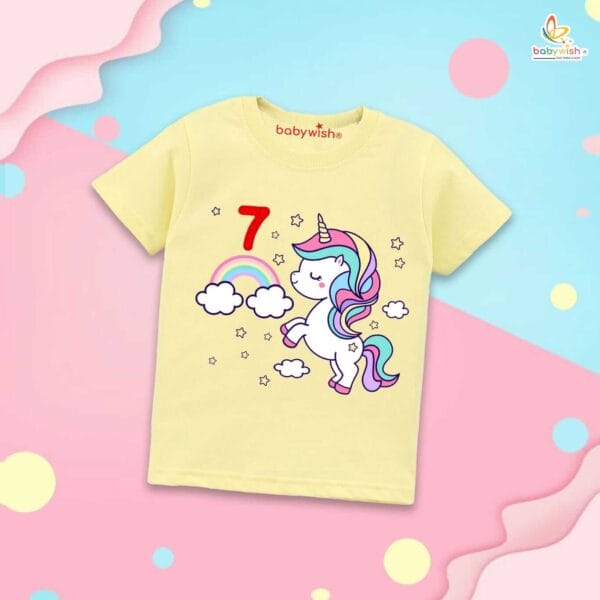 Seven Year Birthday Unisex T-Shirt Half Sleeve Round Neck Topwear tee for kids - Image 4