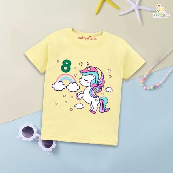 Eight Year Birthday Unisex T-Shirt Half Sleeve Round Neck Topwear tee for kids - Image 4