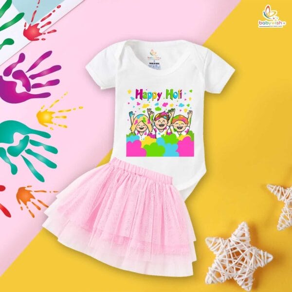 Newborn Girl's Tutu Skirt & Romper Holi Print Onesies bodysuits For baby 0 to 3 Months - Image 4
