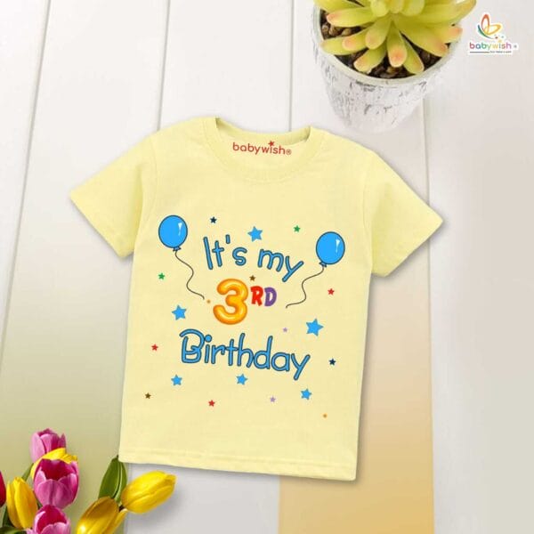 Three Year Birthday Unisex T-Shirt Half Sleeve Round Neck Topwear tee for kids - Image 4