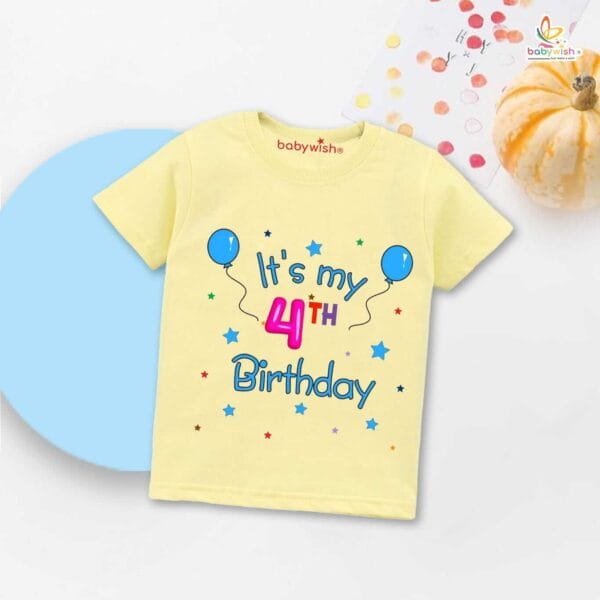 Four Year Birthday Unisex T-Shirt Half Sleeve Round Neck Topwear tee for kids - Image 4