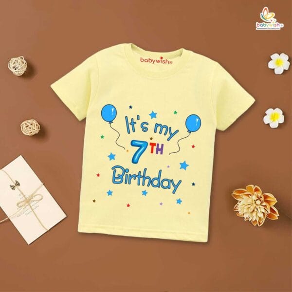 Seven Year Birthday Unisex T-Shirt Half Sleeve Round Neck Topwear tee for kids - Image 4