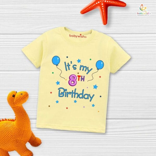Eight Year Birthday Unisex T-Shirt Half Sleeve Round Neck Topwear tee for kids - Image 4