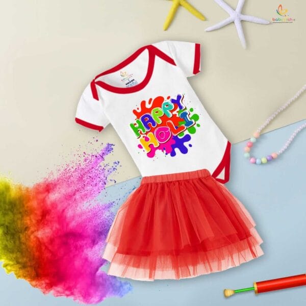 Newborn Girl's Tutu Skirt & Romper Holi Print Onesies bodysuits For baby 0 to 3 Months - Image 4