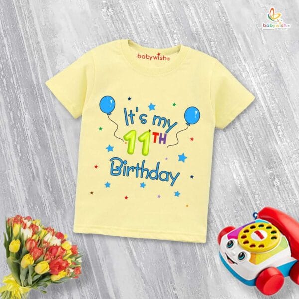 Eleven Year Birthday Unisex T-Shirt Half Sleeve Round Neck Topwear tee for kids - Image 2
