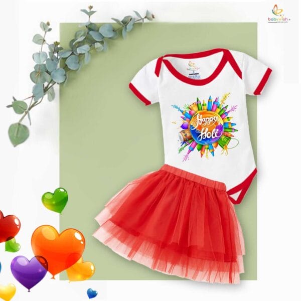 Newborn Girl's Tutu Skirt & Romper Holi Print Onesies bodysuits For baby 0 to 3 Months - Image 4