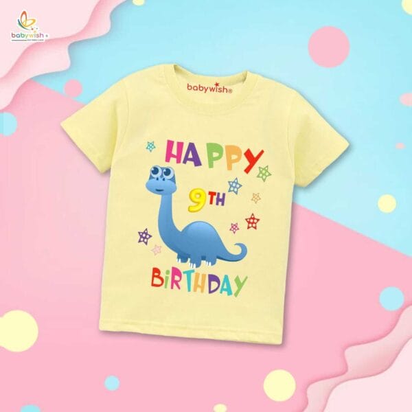 Nine Year Birthday Unisex T-Shirt Half Sleeve Round Neck Topwear tee for kids - Image 4
