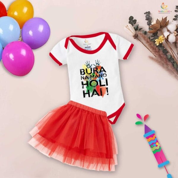 Newborn Girl's Tutu Skirt & Romper Holi Print Onesies bodysuits For baby 0 to 3 Months - Image 4