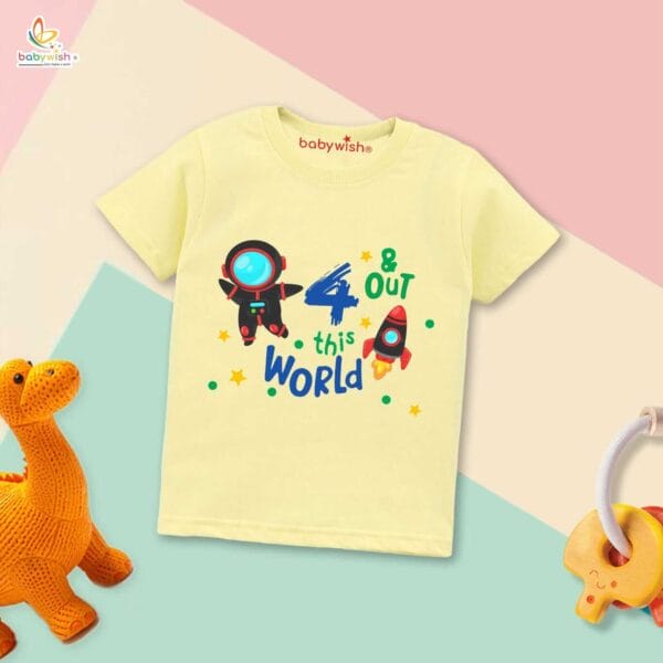 Four Year Birthday Unisex T-Shirt Half Sleeve Round Neck Topwear tee for kids - Image 4