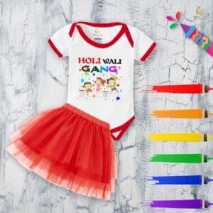 Newborn Girl's Tutu Skirt & Romper Holi Print Onesies bodysuits For baby 0 to 3 Months