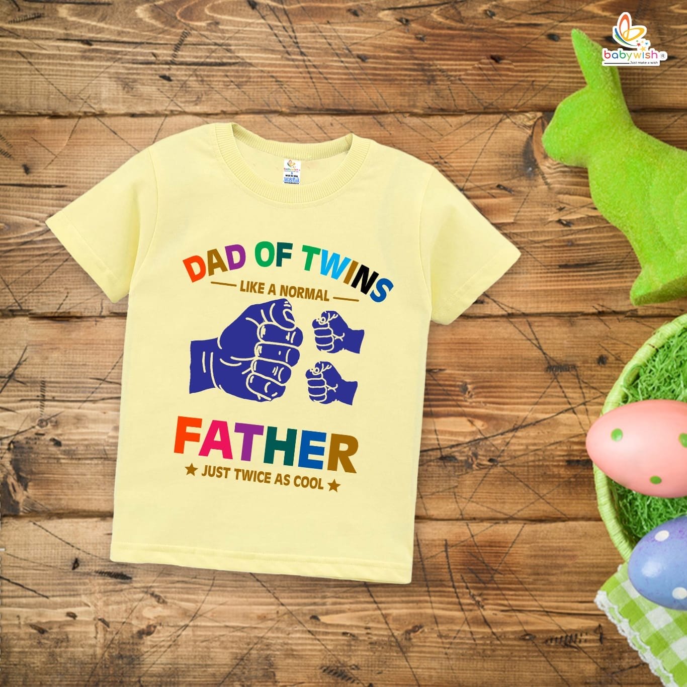 Father's Day Special T-Shirt for Boy’s and Girl’s Half Sleeve Topwear for Unisex Kids | Dad Of Twins Twice As Cool |