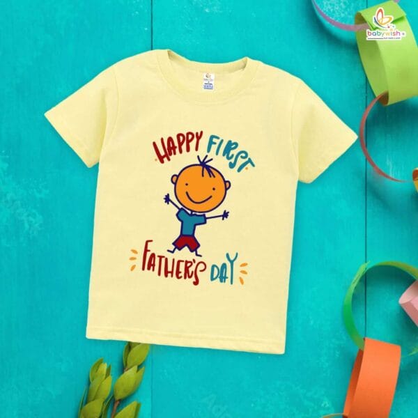 Father's Day Special T-Shirt for Boy’s and Girl’s Half Sleeve Topwear for Unisex Kids | Happy First Father's Day | - Image 4