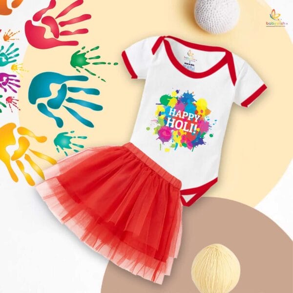Newborn Girl's Tutu Skirt & Romper Holi Print Onesies bodysuits For baby 0 to 3 Months - Image 4
