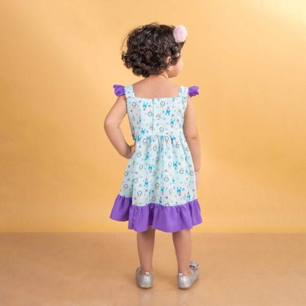 Baby Girl Cotton Frock Newborn Girl Knee Length Sleeveless Dress Bear Theme Printed - Image 7