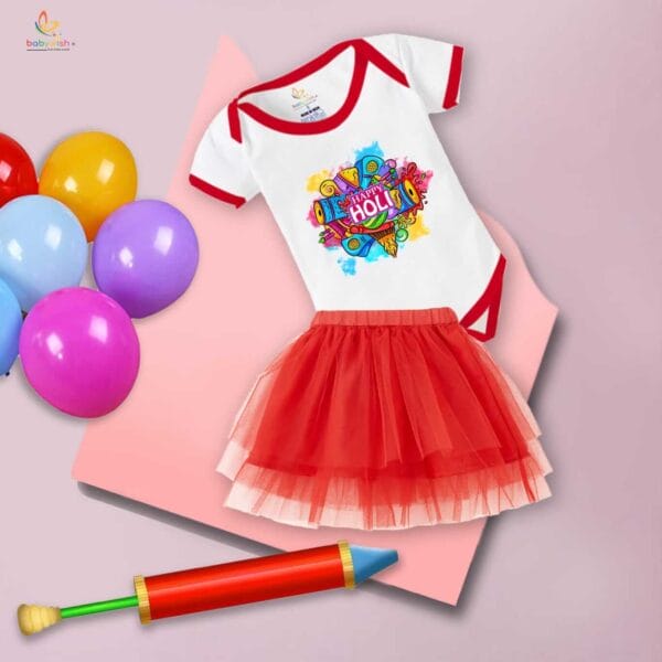 Newborn Girl's Tutu Skirt & Romper Holi Print Onesies bodysuits For baby 0 to 3 Months - Image 4