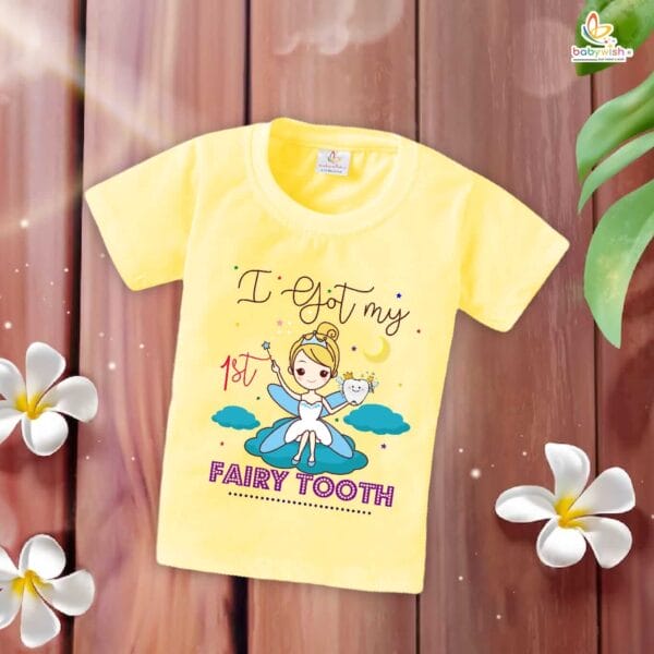I Got My 1st Tooth Fairy Baby T-Shirt – My First Tooth Milestone T-Shirt for Newborn & Infant | Cute Tooth Fairy Outfit – Babywish - Image 4