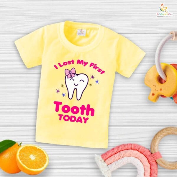 I Lost My First Tooth Today Baby T-Shirt – My First Tooth Milestone T-Shirt for Newborn & Infant | Cute Baby Outfit for Tooth Loss – Babywish - Image 4