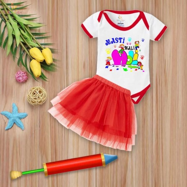 Newborn Girl's Tutu Skirt & Romper Holi Print Onesies bodysuits For baby 0 to 3 Months - Image 4