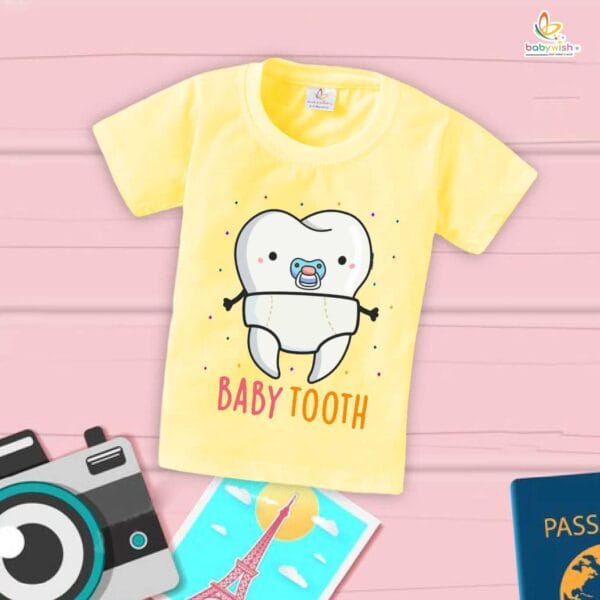 Baby Tooth My First Tooth Baby T-Shirt – Milestone T-Shirt for Newborn & Infant | Cute Baby Outfit for First Tooth – Babywish - Image 4