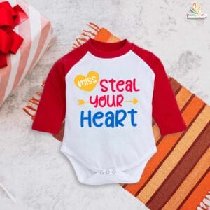 Miss Steal Your Heart Baby Girl Romper – My First Valentine’s Day Full Sleeve Bodysuit | Cute Valentine’s Day Outfit for Baby Girls | Newborn & Infant Valentine Clothes – Babywish