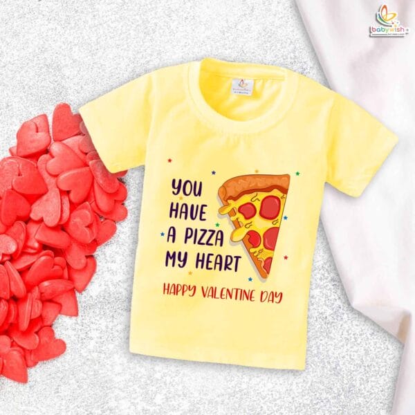 My First Valentine’s Day T-Shirt | "You Have A Pizza My Heart" Funny Baby & Toddler Valentine Tee – Babywish - Image 4