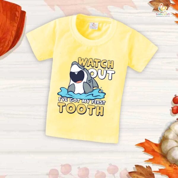 Baby Milestone T-Shirt – “My First Tooth” | Personalized First Tooth Outfit for Baby Boys & Girls – Soft Cotton Tee – Babywish - Image 4