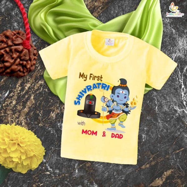 My First Shivratri T-shirt – "My First Mahashivratri with Mom & Dad" Baby Outfit – Babywish - Image 4
