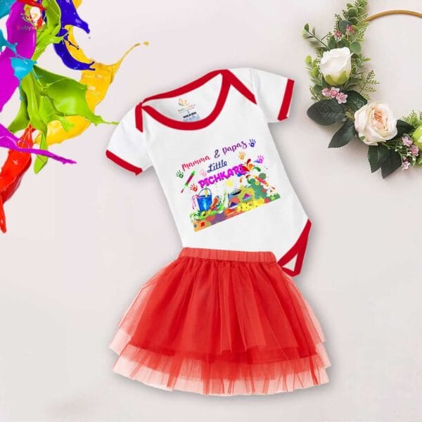 Newborn Girl's Tutu Skirt & Romper Holi Print Onesies bodysuits For baby 0 to 3 Months - Image 4