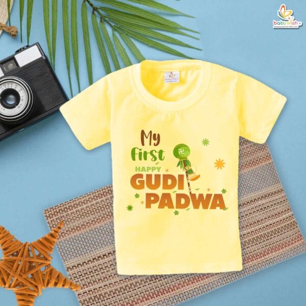 My First Gudi Padwa T-Shirt – Baby Hindu New Year Outfit with “Happy Gudi Padwa” Print | Traditional Festival Clothes for Infant Boys & Girls by Babywish - Image 4