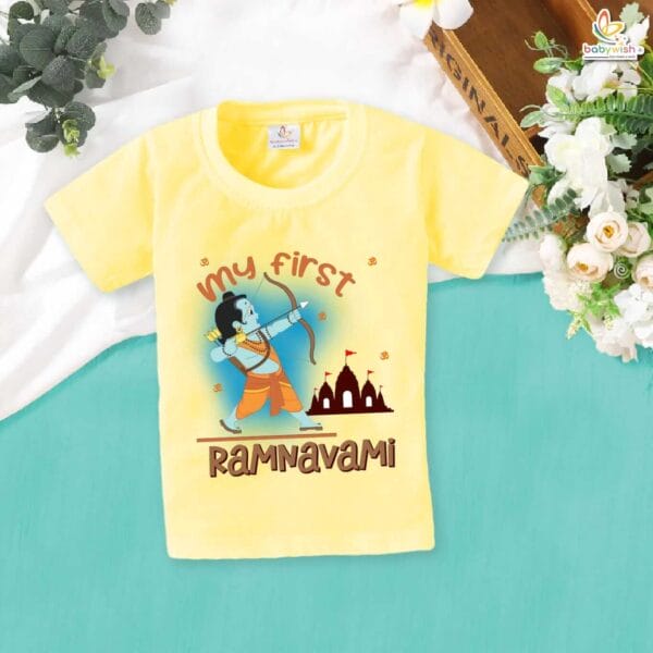 My First Ram Navami T-Shirt – Baby Boy & Girl Traditional Outfit for Ramnavmi | Hindu Festival Clothes for Infants & Toddlers by Babywish - Image 4