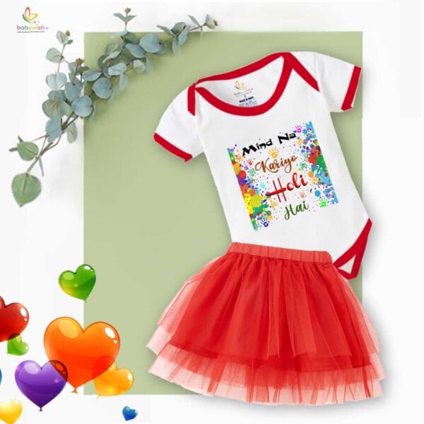 Newborn Girl's Tutu Skirt & Romper Holi Print Onesies bodysuits For baby 0 to 3 Months - Image 4