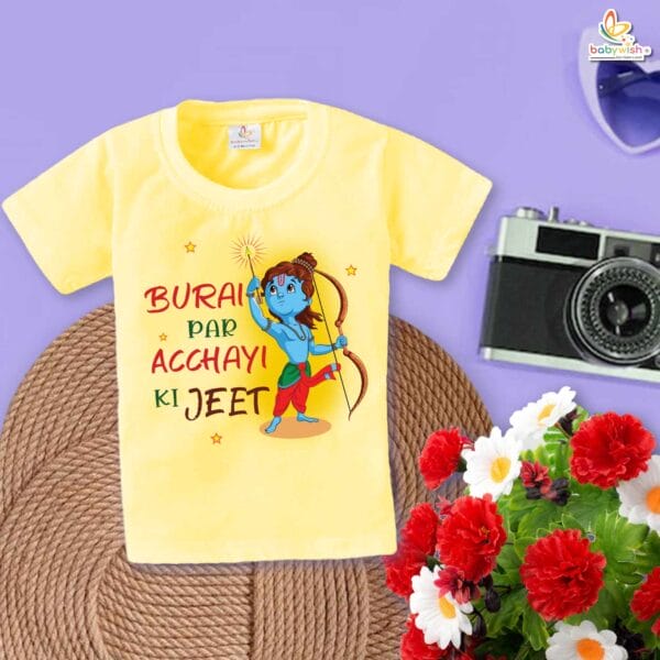 My First Ramnavmi T-Shirt – Baby Festival Outfit with "Burai Par Acchayi Ki Jeet" Slogan | Hindu Ram Navami Celebration Shirt by Babywish - Image 4