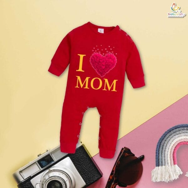 My First Mother’s Day Baby Romper – Full Body “Mom’s Heart Loves Me” Bodysuit for Newborn Infant Girl or Boy – Cute First Mother’s Day Gift Outfit – Babywish - Image 2