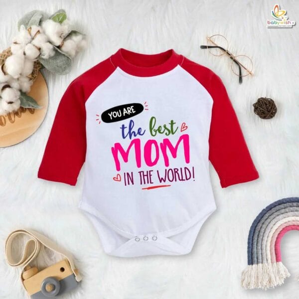 My First Mother’s Day Baby Romper – Full Sleeve “The Best Mom’s Day” Bodysuit for Newborn Infant Girl or Boy – Adorable First Mother’s Day Gift Outfit – Babywish - Image 3