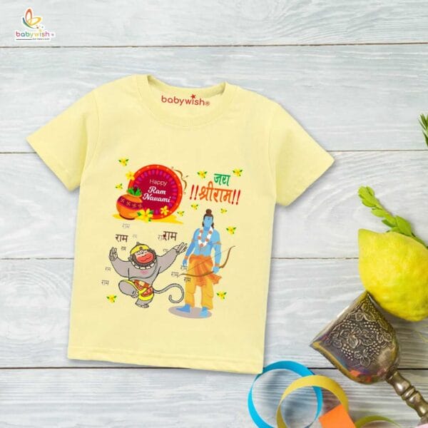 Ram Navmi T-shirt for Kids Unisex Navratri Topwear Outfit Printed Half Sleeve Tshirt Dress for Boy n Girl " Jai Shreeram Printed "