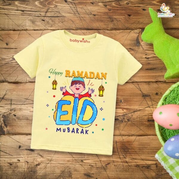Eid T-shirt for Kids Unisex Ramadan Topwear Outfit Printed Half Sleeve Unisex Tshirt for Boy n Girl - Image 4