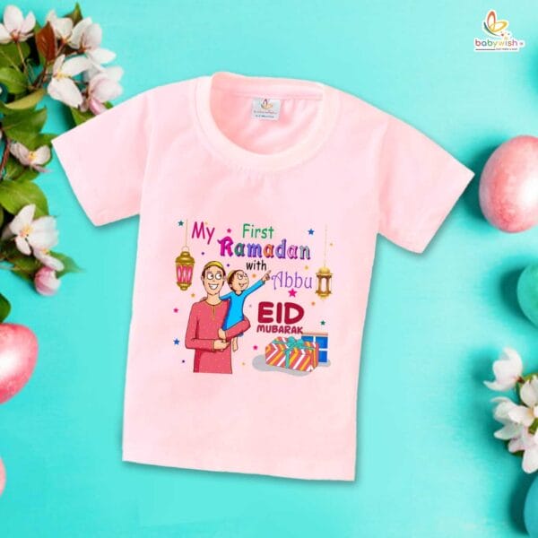 Eid T-shirt for Kids Unisex Ramadan Topwear Outfit Printed Half Sleeve Unisex Tshirt for Boy n Girl - Image 3