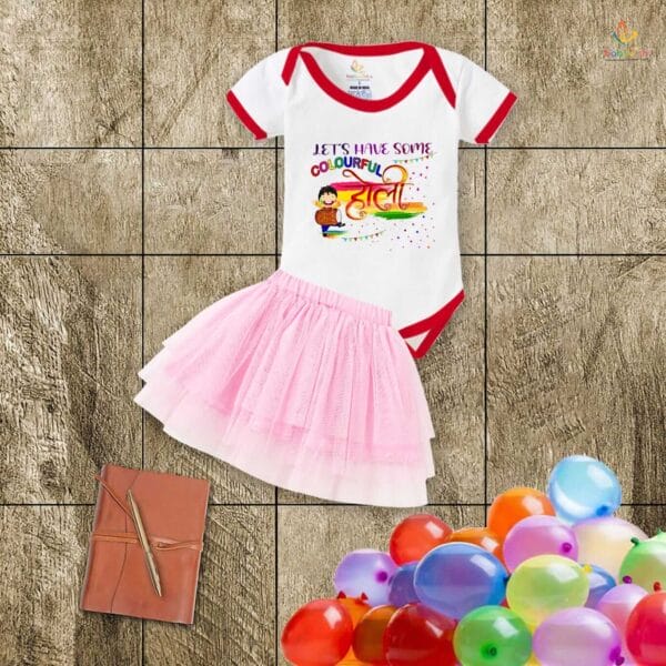 Newborn Girl's Tutu Skirt & Romper Holi Print Onesies bodysuits For baby 0 to 3 Months - Image 3
