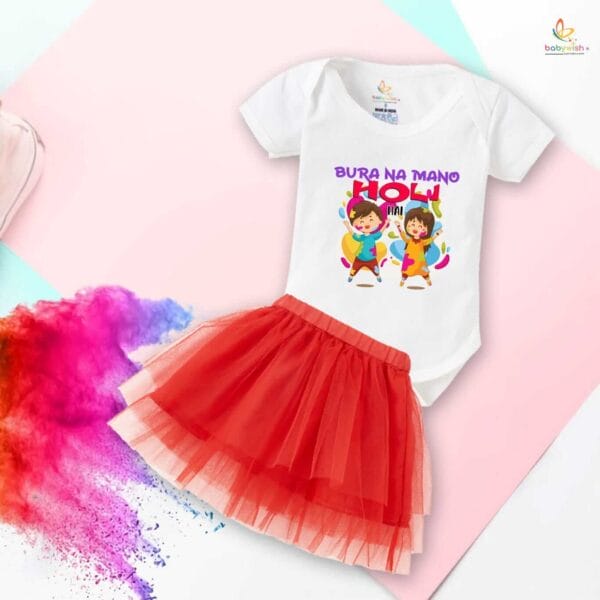 Newborn Girl's Tutu Skirt & Romper Holi Print Onesies bodysuits For baby 0 to 3 Months - Image 2