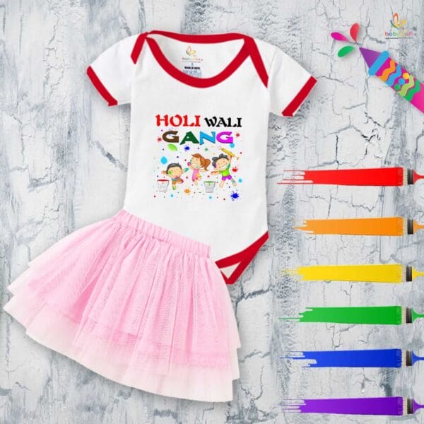 Newborn Girl's Tutu Skirt & Romper Holi Print Onesies bodysuits For baby 0 to 3 Months - Image 3