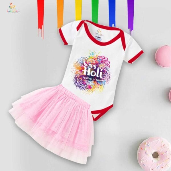 Newborn Girl's Tutu Skirt & Romper Holi Print Onesies bodysuits For baby 0 to 3 Months - Image 3