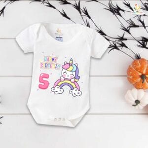 Five month unisex baby romper half sleeve round neck onesie