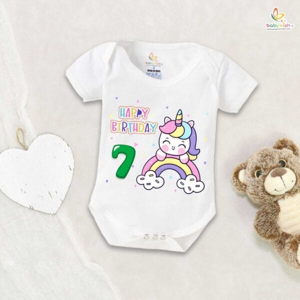 Seven month unisex baby romper half sleeve round neck onesie - Image 2